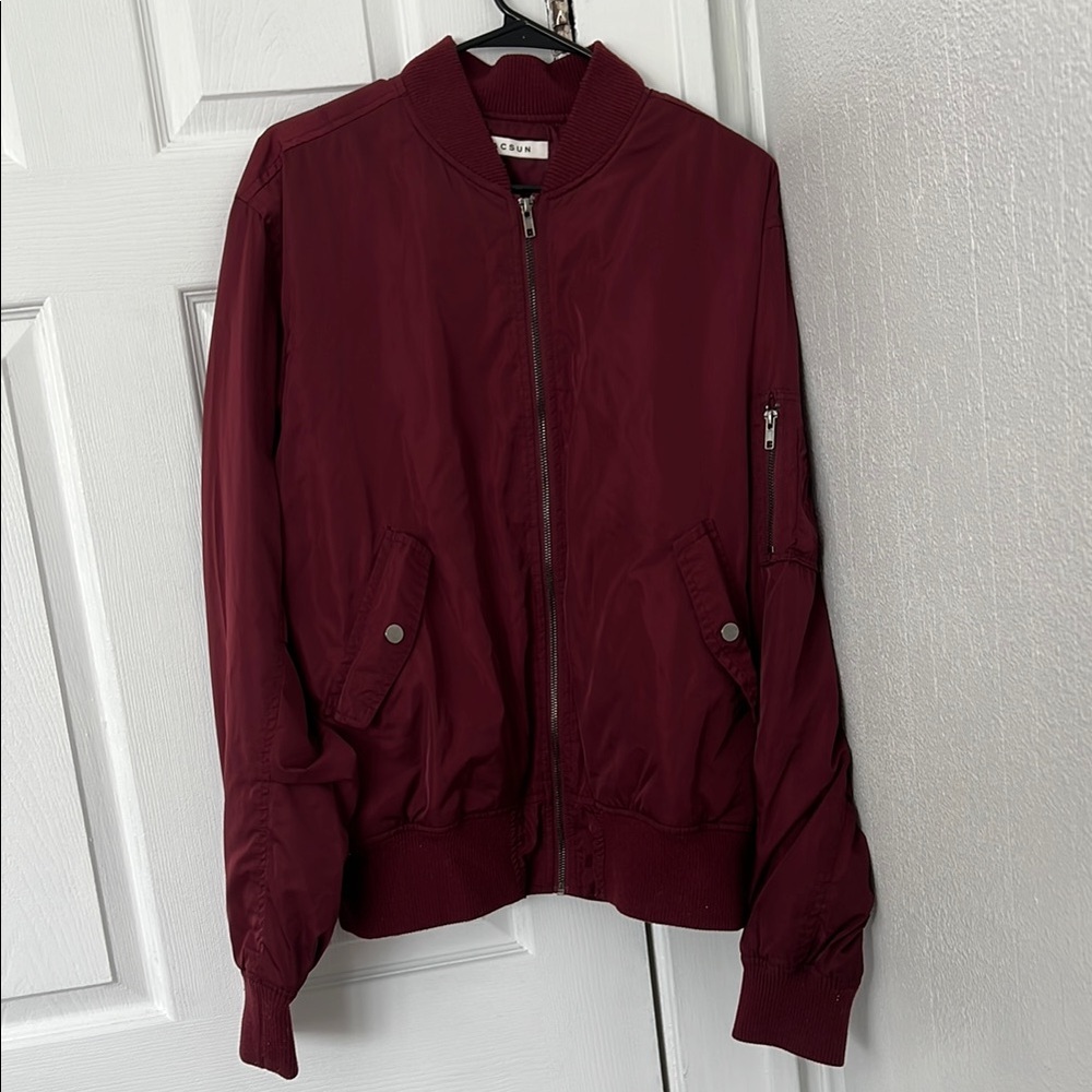 PacSun Men’s Burgundy Bomber Jacket size Large